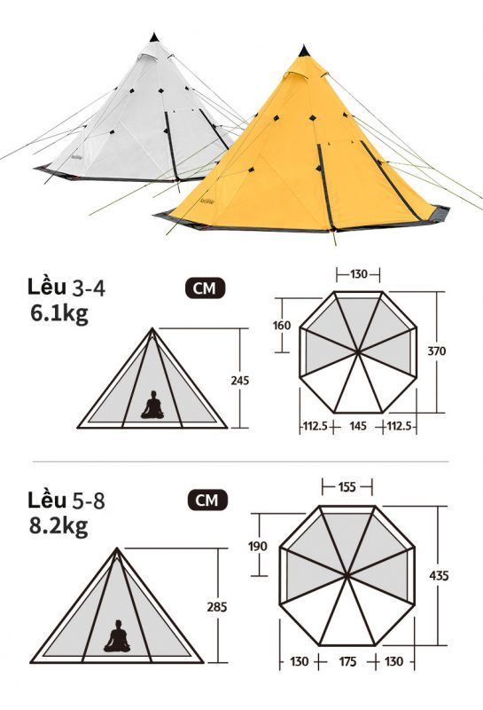 leu cam trai chong mua naturehike NH17T200-M-10