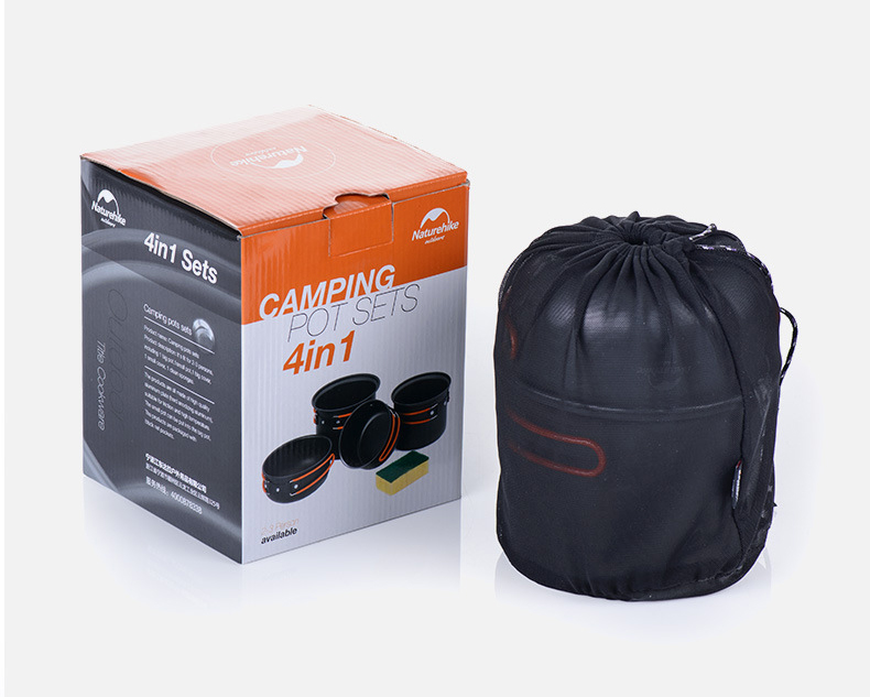 Bộ nồi dã ngoại, du lịch 4 chiếc naturehike NH15T401-G-1